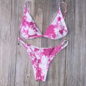 Shein pink tie dye bikini